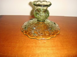 Fenton Candlestick Colonial Green Rose - $11.99