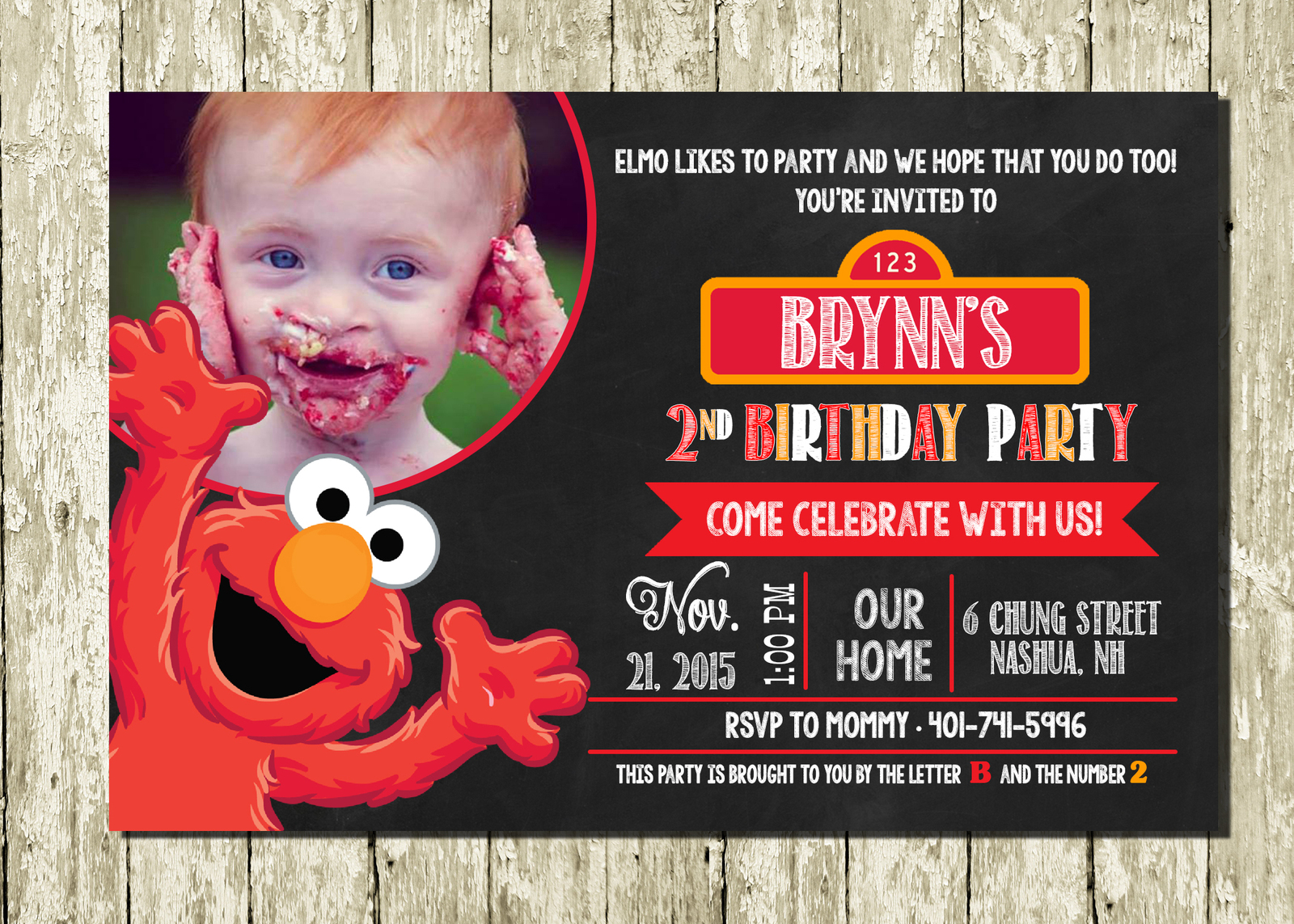 Elmo Birthday Party Invitations Personalized 8