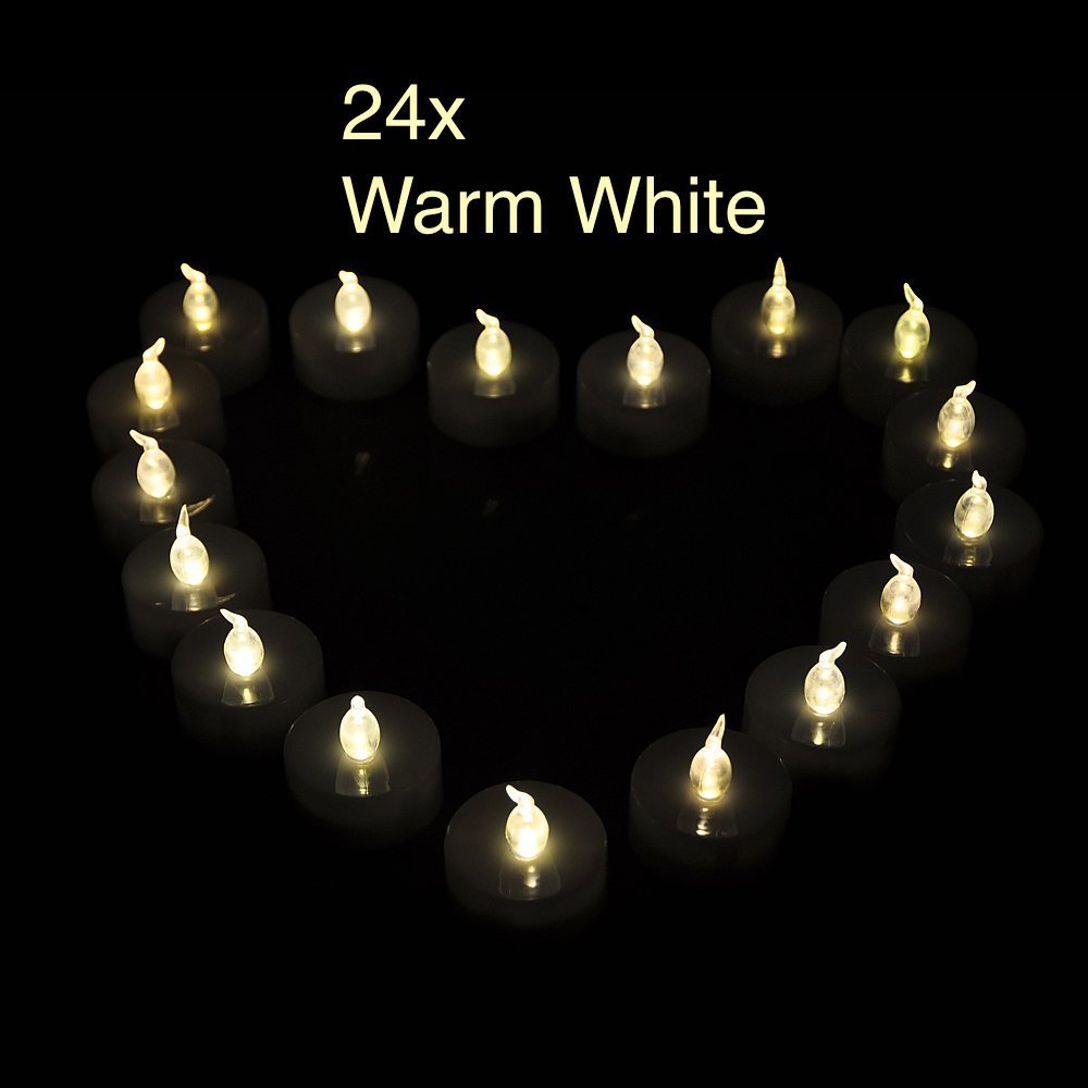 Weanas®24PC Warm White LED Tea Light Tealight Candles with Timer