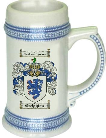 Creighton Coat Of Arms Stein / Family Crest Tankard Mug