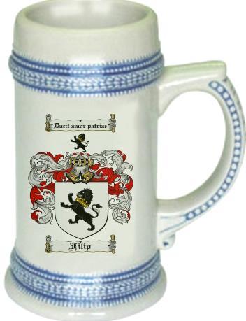 Filip Coat of Arms Stein / Family Crest Tankard Mug