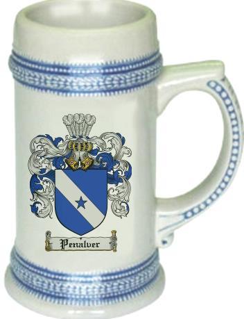 Penalver Coat of Arms Stein / Family Crest Tankard Mug