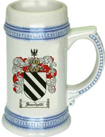 Sacchetti Coat of Arms Stein / Family Crest Tankard Mug