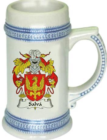 Salva Coat of Arms Stein / Family Crest Tankard Mug