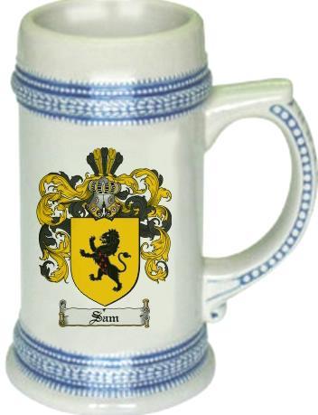 Sam Coat of Arms Stein / Family Crest Tankard Mug
