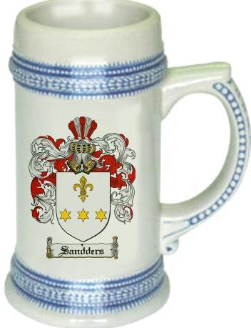 Sandders Coat of Arms Stein / Family Crest Tankard Mug