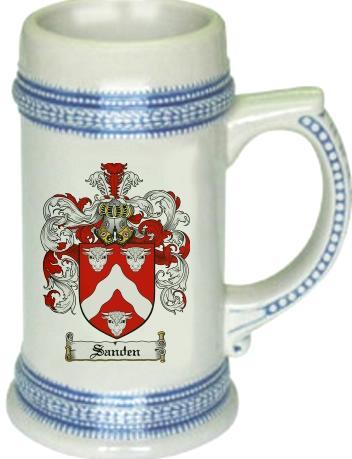 Sanden Coat of Arms Stein / Family Crest Tankard Mug