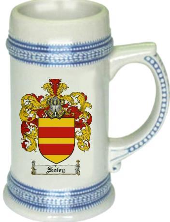 Soley Coat of Arms Stein / Family Crest Tankard Mug