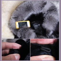 Thick Full Pelt Black Faux Mink Spliced Silver Gray Faux Fur Trimmed Hooded Coat image 5