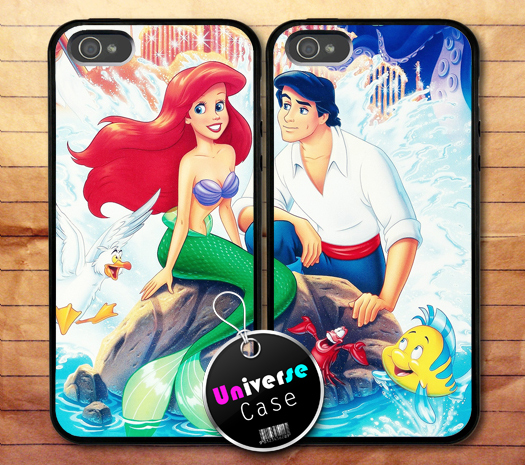 Ariel The Little Mermaid Disney Love iPhone 5 Case Couple Hard Plastic  PDA Accessories