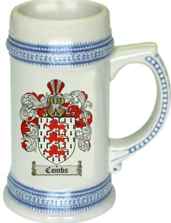 Combs Coat of Arms Stein / Family Crest Tankard Mug - Coat of Arms