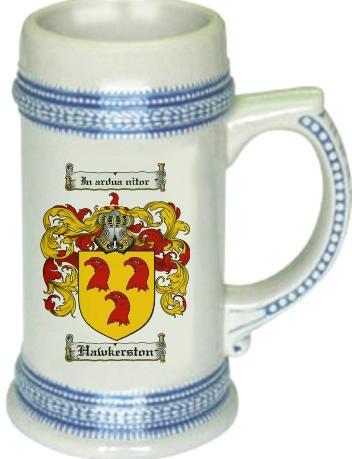 Hawkerston Coat of Arms Stein / Family Crest Tankard Mug