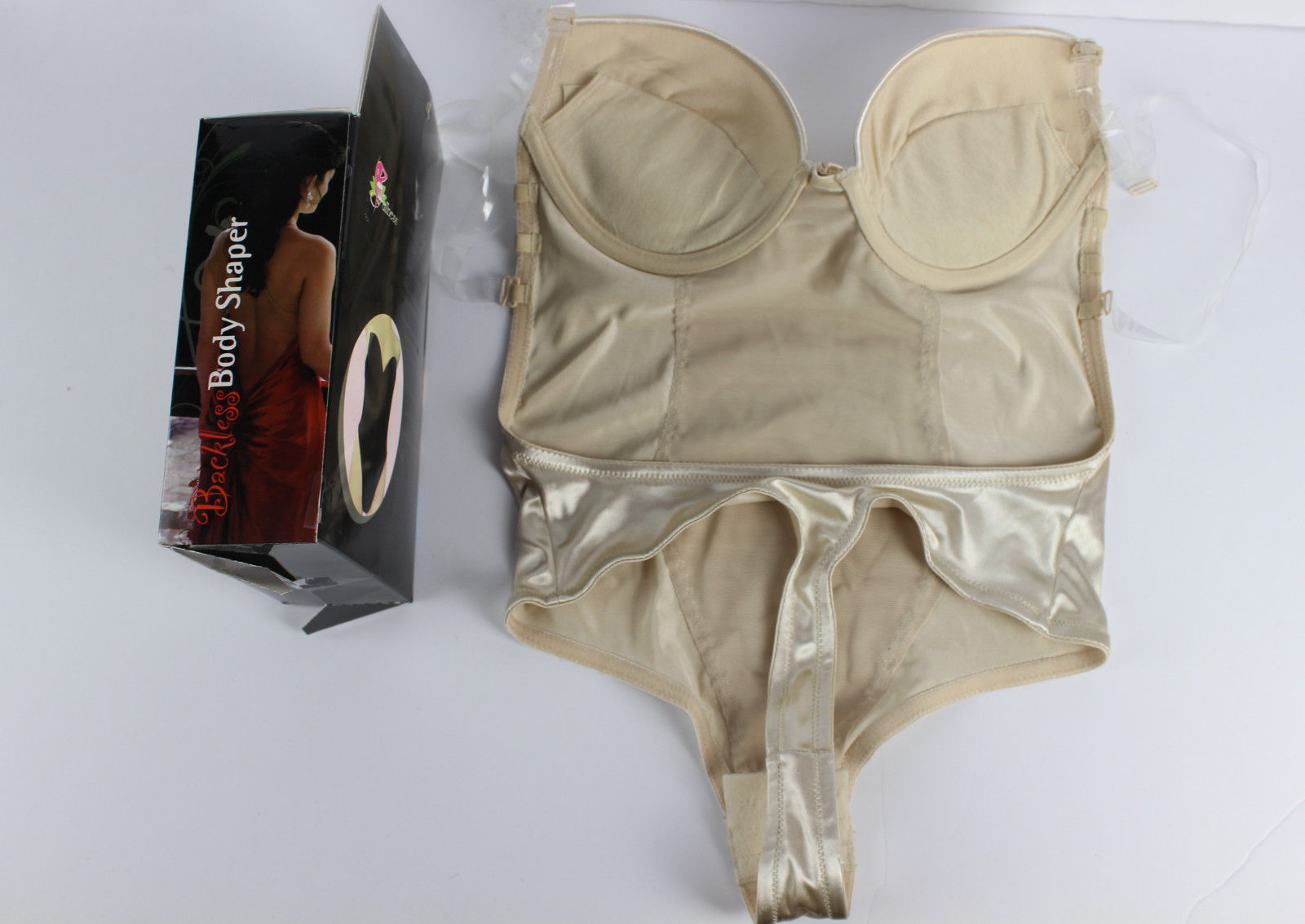 Sexy Thong BACKLESS Full Body SHAPER Low Back,Push up Pad,Clear Straps