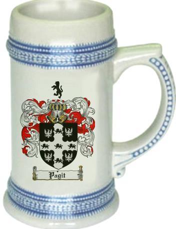 Pagit Coat of Arms Stein / Family Crest Tankard Mug
