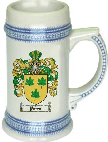 Parra Coat of Arms Stein / Family Crest Tankard Mug