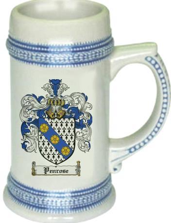 Penrose Coat of Arms Stein / Family Crest Tankard Mug