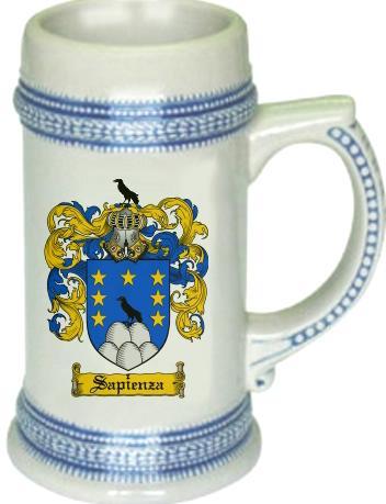 Sapienza Coat of Arms Stein / Family Crest Tankard Mug