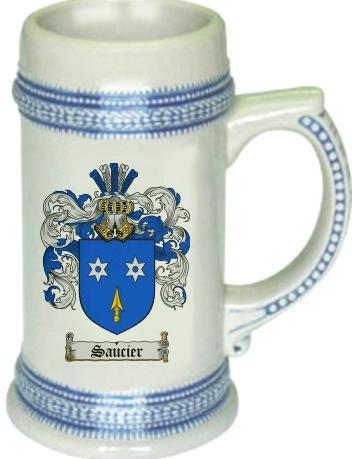 Saucier Coat of Arms Stein / Family Crest Tankard Mug