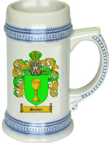 Snyder Coat of Arms Stein / Family Crest Tankard Mug