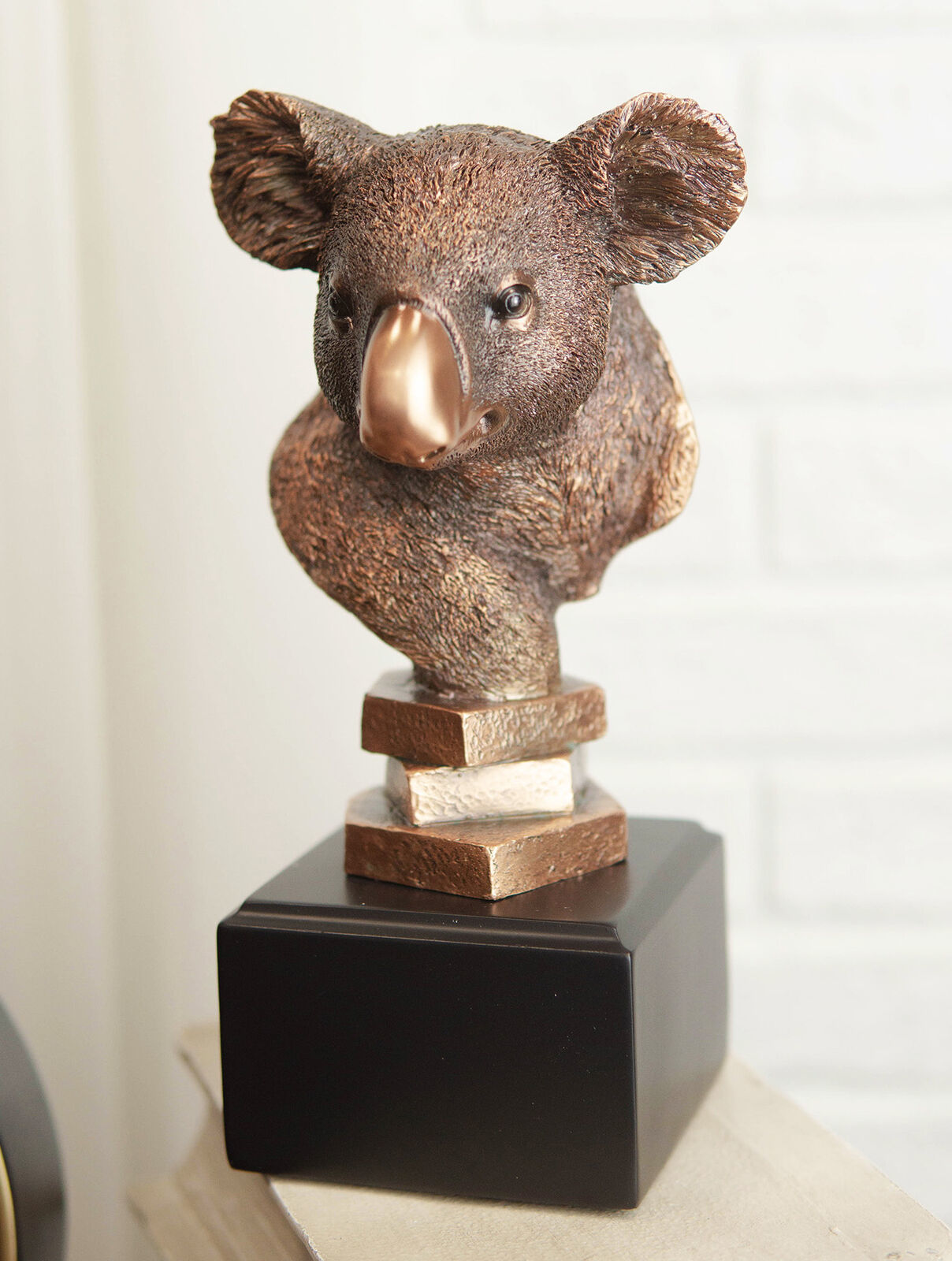 Ebros Exotic Australian Koala Bear Head Bust Statue Bronze Electroplated Finish