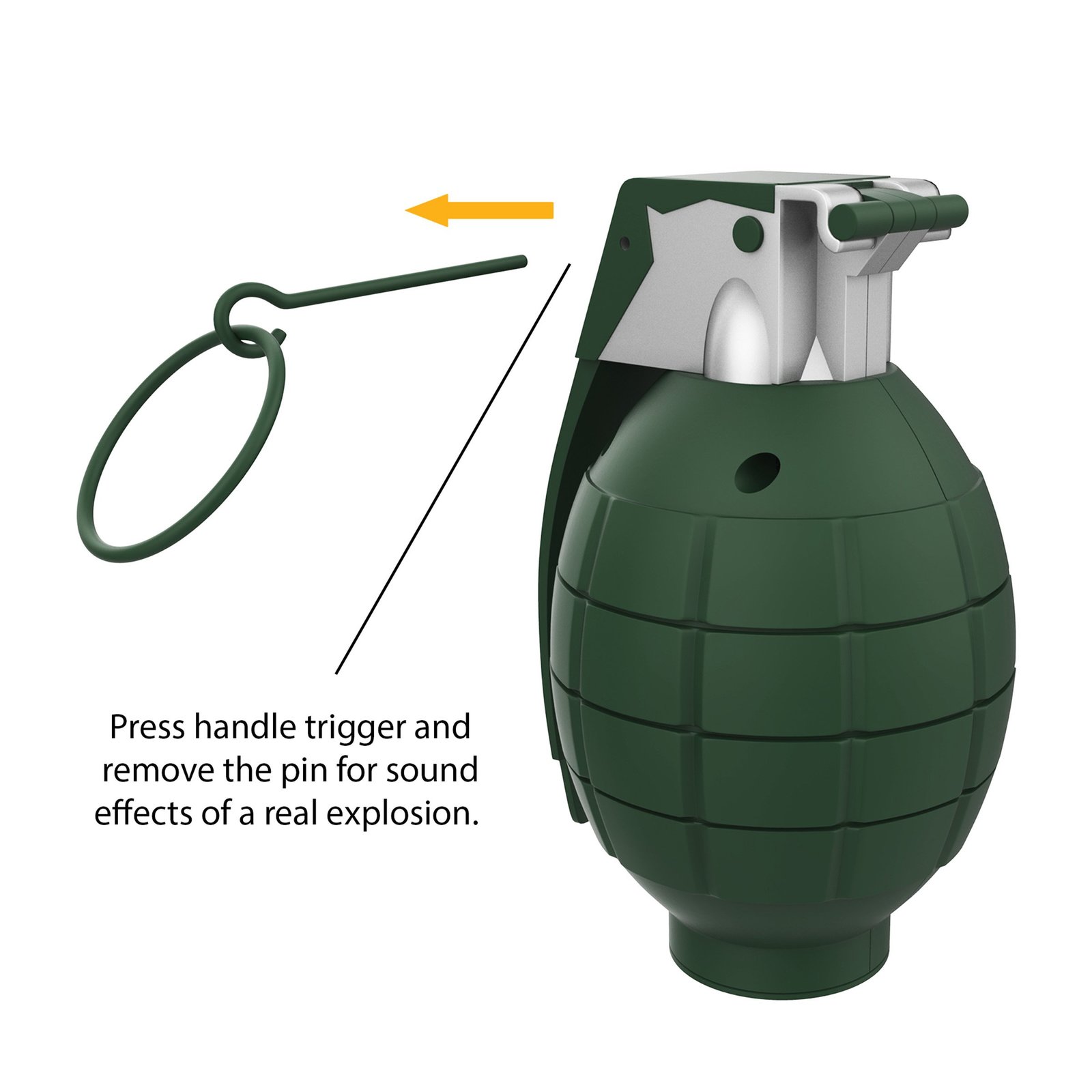 Toy Grenade Set of 4 with Trigger, Pull Pin, Realistic Explosion Sound EffectsM Developmental