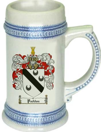 Paddon Coat of Arms Stein / Family Crest Tankard Mug