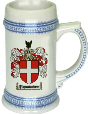 Papasodero Coat of Arms Stein / Family Crest Tankard Mug