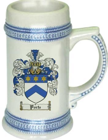 Porte Coat Of Arms Stein / Family Crest Tankard Mug