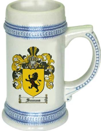 Samms Coat of Arms Stein / Family Crest Tankard Mug