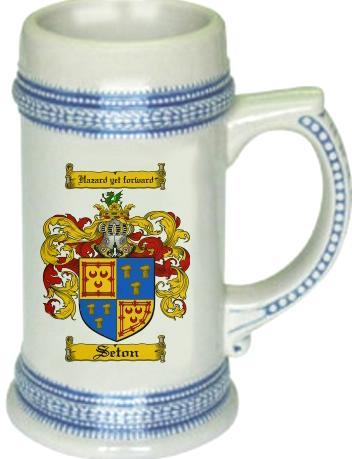 Seton Coat of Arms Stein / Family Crest Tankard Mug