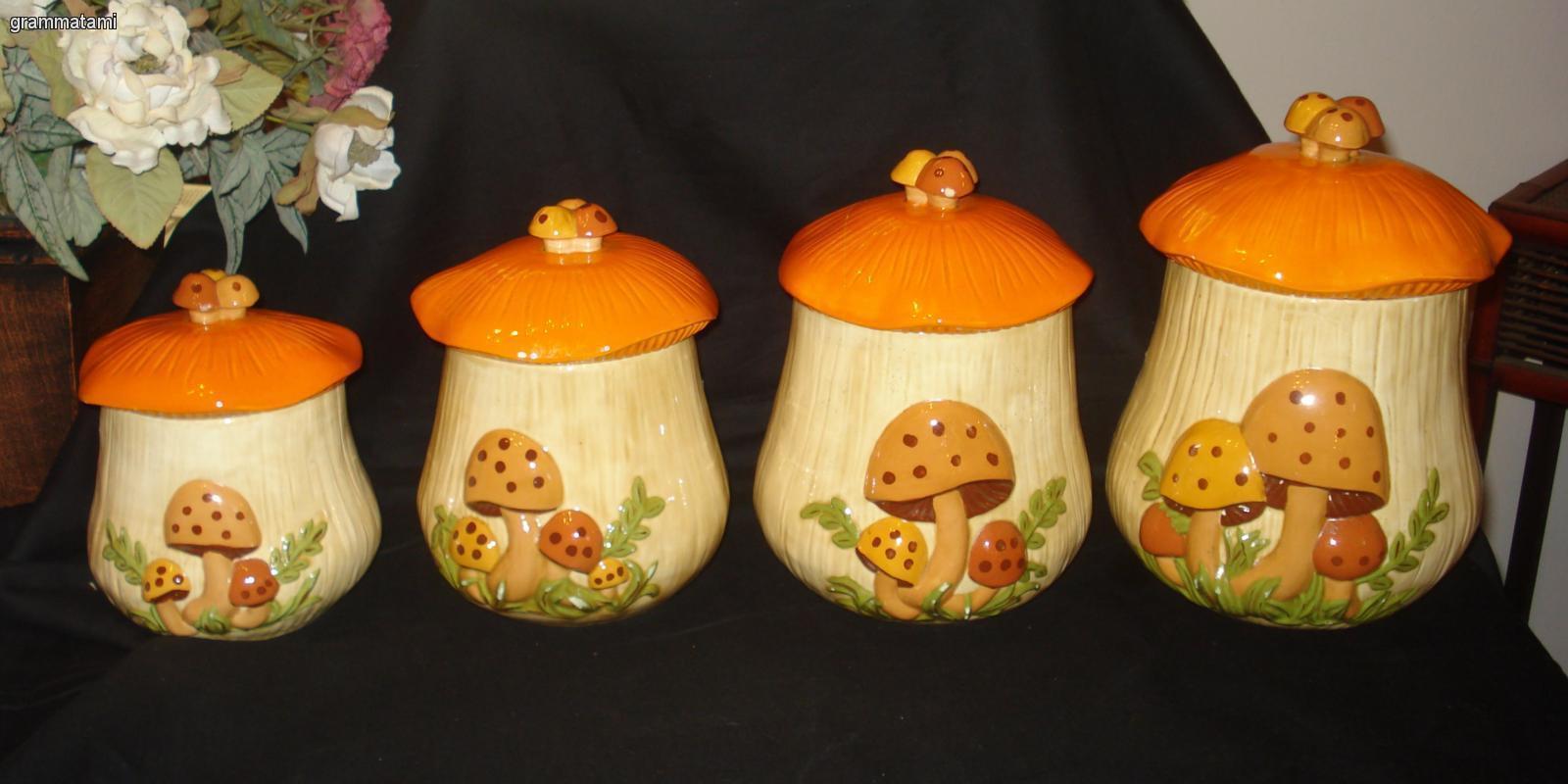 Arnel's Vintage Four 4 Piece 1970s Mushroom Canister Set Cookie Sugar ...