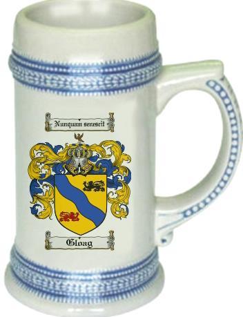 Gloag Coat of Arms Stein / Family Crest Tankard Mug