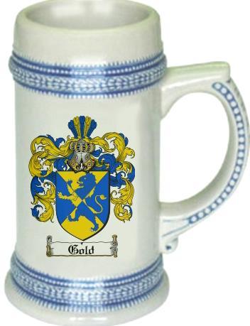 Gold Coat of Arms Stein / Family Crest Tankard Mug