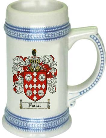 Packer Coat of Arms Stein / Family Crest Tankard Mug