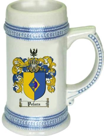 Pelura Coat of Arms Stein / Family Crest Tankard Mug