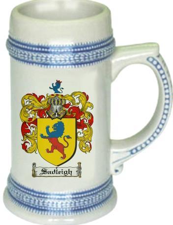 Sadleigh Coat of Arms Stein / Family Crest Tankard Mug