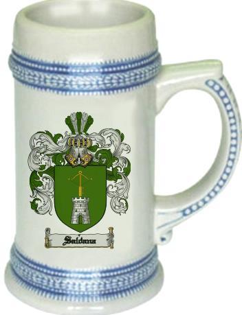 Saldana Coat of Arms Stein / Family Crest Tankard Mug