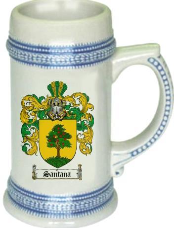 Santana Coat of Arms Stein / Family Crest Tankard Mug