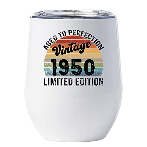 Vintage 1950 Tumbler 12oz With Lid Gift for Her, Him - 72 Years Aged To ...