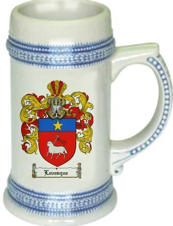 Levesque-Crest Coat Of Arms Stein / Family Crest Tankard Mug