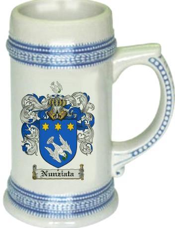 Nunziata Coat of Arms Stein / Family Crest Tankard Mug