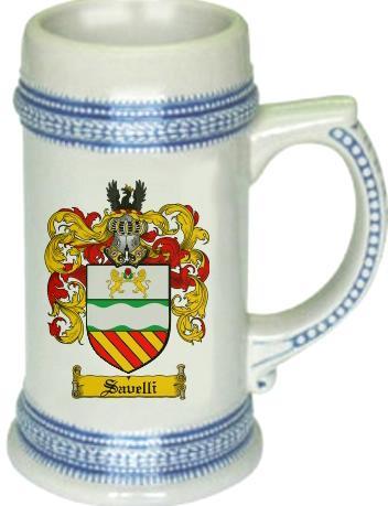 Savelli Coat of Arms Stein / Family Crest Tankard Mug