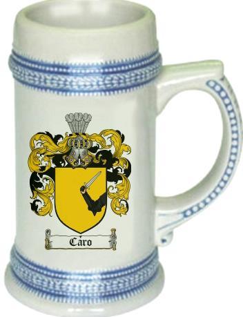 Caro Coat of Arms Stein / Family Crest Tankard Mug