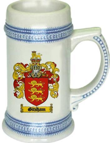 Gitsham Coat of Arms Stein / Family Crest Tankard Mug