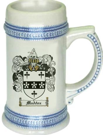 Maddox Coat of Arms Stein / Family Crest Tankard Mug