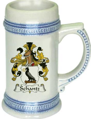 Schantz Coat of Arms Stein / Family Crest Tankard Mug
