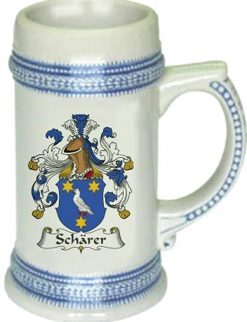 Scharer Coat of Arms Stein / Family Crest Tankard Mug