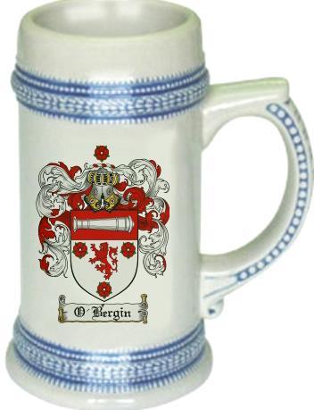 O'Bergin Coat of Arms Stein / Family Crest Tankard Mug