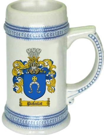 Pakulat Coat of Arms Stein / Family Crest Tankard Mug