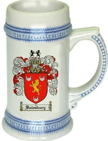 Salesbury Coat of Arms Stein / Family Crest Tankard Mug